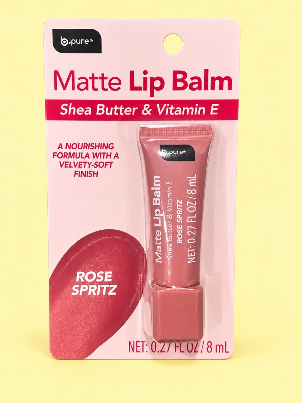 b.pure Matte Lip Balm Shea Butter & Vitamin E Rose Spritz